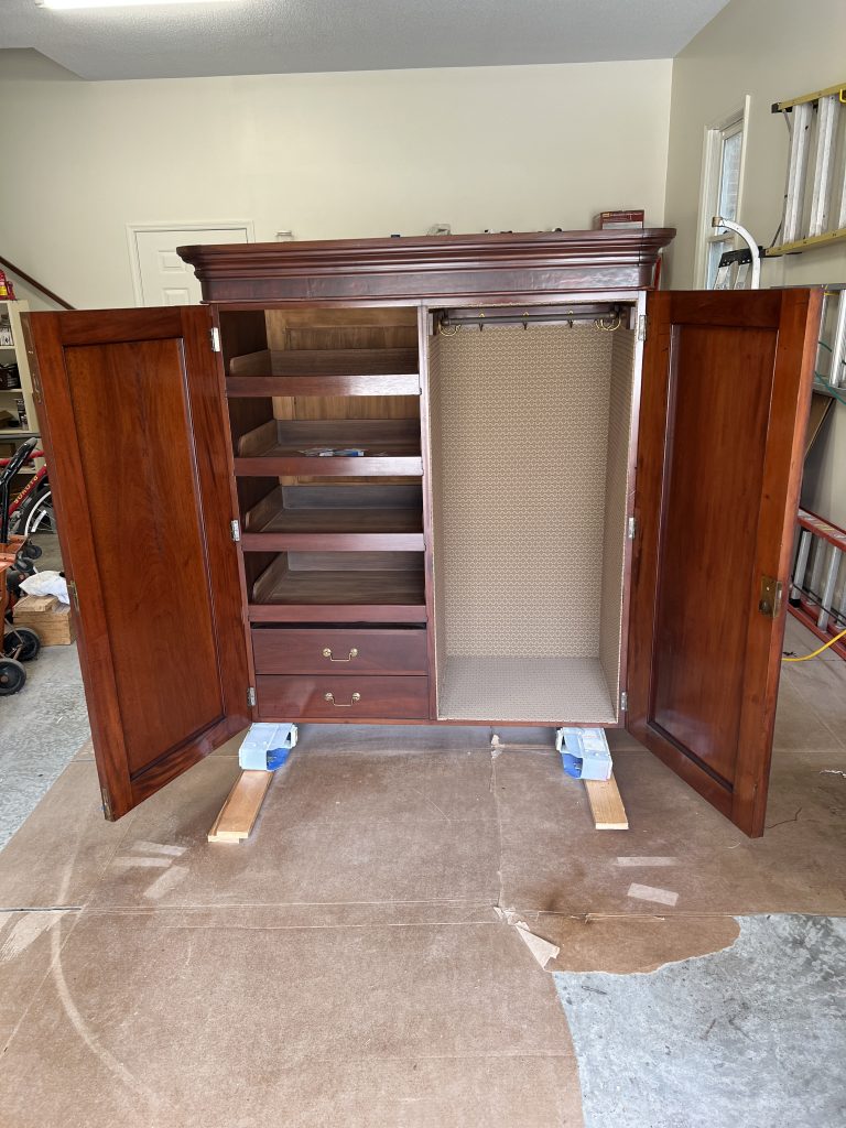 Lamb Armoire restoration completed - interior top