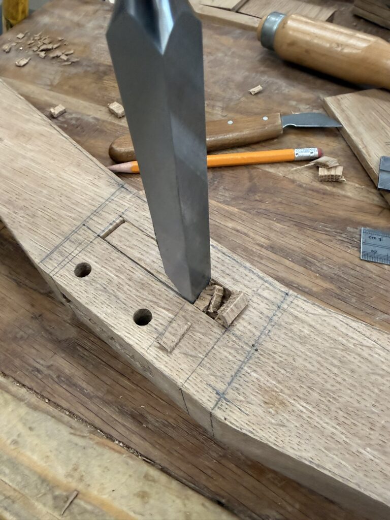 Chopping a mortise