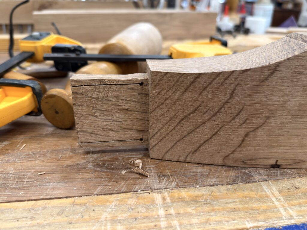 Wedge cuts in tenon