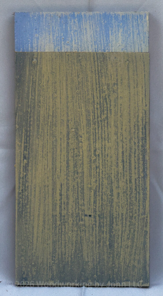 Denim Blue milk paint layered over Buttermilk